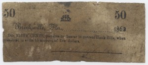 1862 50 Cent Note Tiny Schooner Design