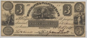 1833 $3 "A" Plate Note from Harley L. Freeman Collection