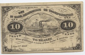 1869 10 Cent Plain Back Note