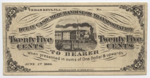 1869 25 Cent Plain Back Note