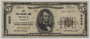 1929 Type 1 $5 Note Charter #9926