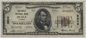 1929 Type 2 $5 Note Charter #9926