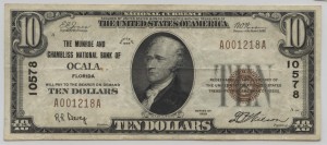 1929 Type 1 $10 Note Charter #10578
