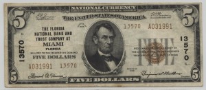 1929 Type 2 $5 Note Charter #13570