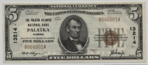 1929 Type 1 $5 Note Charter #13214