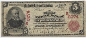 1902 $5 Red Seal 3rd Charter #S6274