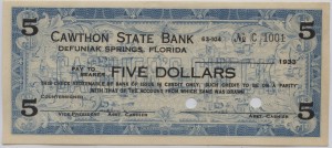 1933 Cawthon State Bank $5