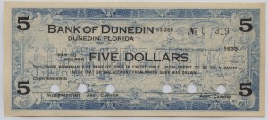 1933 Bank of Dunedin $5