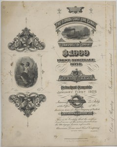 1905 The Florida Coast Line Canal and Transportation Company $1000 Bond Unissued Trustees Certificate