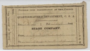 1864 Quartermaster's Department, C.S.A. Good for One Seat