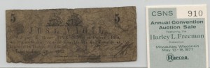 1862 5 Cent Note from Harley L. Freeman Collection