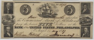 1837 $5 Note Signed William Patrick, Cash. and J.C. Maclay, Pres.