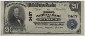 1902 Plain Back $20 Note Charter #3497