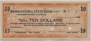 1933 Wewahitchka State Bank $10