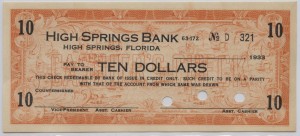 1933 High Springs Bank $10