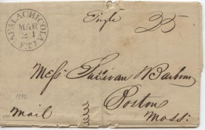 1835 Apalachicola .25 Paid Postage 