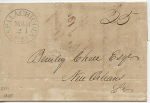 1835 Apalachicola .25 Paid Postage