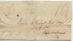 1833 Jacksonville .18 3/4 Paid Postage