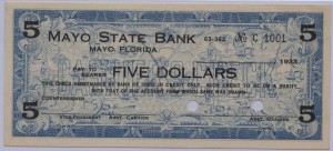 1933 Mayo State Bank $5