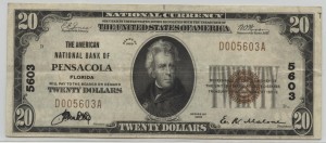 1929 Type 1 $20 Note Serial# 5603 Charter #5603 (Matching Serial & Charter Numbers)