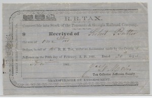 1861 Pensacola and Georgia Railroad Company Check for $1.26