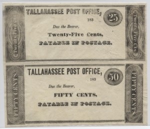 1837 Partial Remainder Sheet of .25 Cent Script and .50 Cent Script