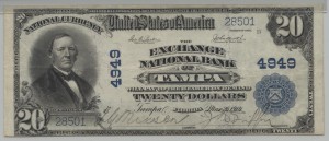 1902 Plain Back $20 Note Charter #4949