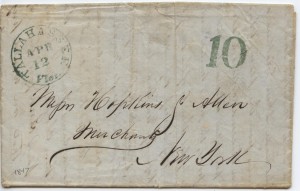 1847 Tallahassee .10 Paid Postage