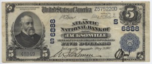 1902 Plain Back $5 Note Signed Coleman, Cash. and Lane, Pres. Charter #S6888