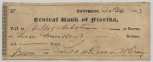 $300 Check issued from the Central Bank of Florida