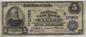 1902 Plain Back $5 Note Signed "Assistant" Cashier Charter #10958