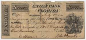 1840 Union Bank Check for $1000