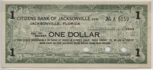 1933 Citizens Bank of Jacksonville $1 
