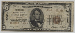 1929 Type 2 $5 Note Charter #13383