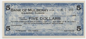 1933 Bank of Mulberry $5 