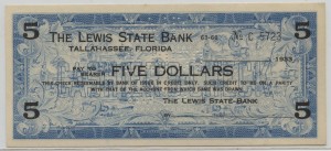 1933 The Lewis State Bank $5
