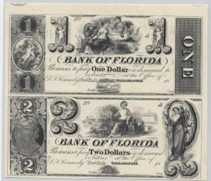 18__ Proof Partial Uncut Sheet Of $1, and $2 Notes