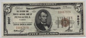 1929 Type 1 $5 Note Charter #9007