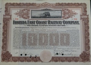1912 Florida East Coast Railway Company.  $10,000 Bond