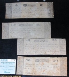 1842 Framed Set of Henry L. Rutgers Scrip (6 1/4 Cent, 12 1/2 Cent, .25 Cent, and .50 Cent Scrip)