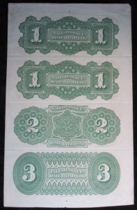18__ Uncut Sheet of $1, $1, $2, and $3 Notes