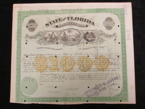 State of Florida $1000 Bond issued by the United States of America Interest Payable Semi Annually in American Gold Coin