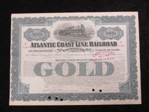 1930 Atlantic Coast Line Railroad $5000 
