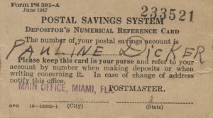 Postal Savings System Depositor's Numerical Reference Card
