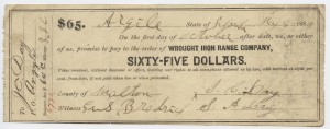 1884 $65 Scrip Note