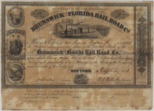 1856 Brunswick and Florida Rail Road Co. Bonds of 9 Shares 