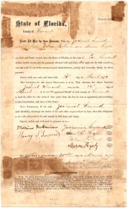 March 20, 1871 Hernando County Zacharial Seward elected sheriff pledging 4 years of service with this $2000 Bond