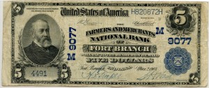 The Farmers and Merchants National Bank of Fort Branch. 1902 Plain Back $5 Charter #9077M