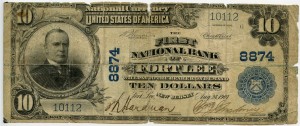 The First National Bank of Fort Lee. 1902 Plain Back $10 Note Charter #8874