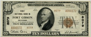 First National Bank in Fort Gibson. 1929 Type 2 $10 Note Charter #8079